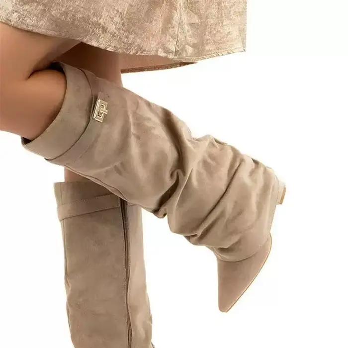Nouvelles Bottes Hautes Femme 2026 à Boucle Métallique, Bout Pointu, Talons Hauts, Bottes Longues So