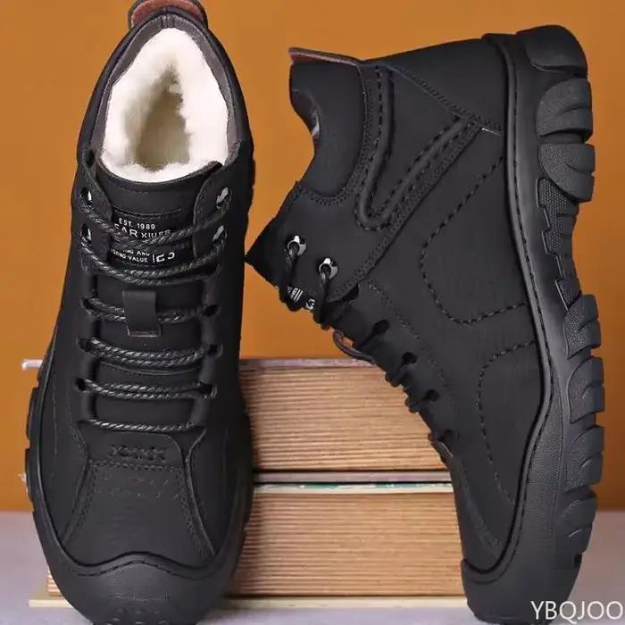 Bottes d'hiver en velours épais pour hommes, bottes de neige à tige haute, chaussures décontractées