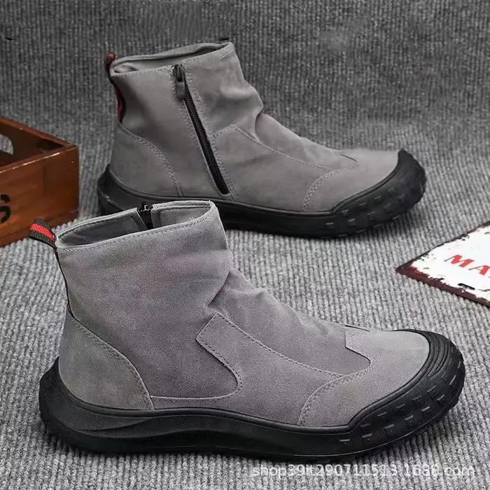 Bottes courtes décontractées doublées de polaire épaisse pour hommes, chaussures chaudes résistantes