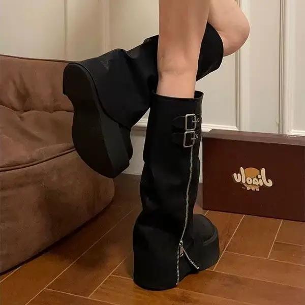 Western Knight Boots 2025 nouvelles bottes longues pour femmes en automne et en hiver bottes hautes