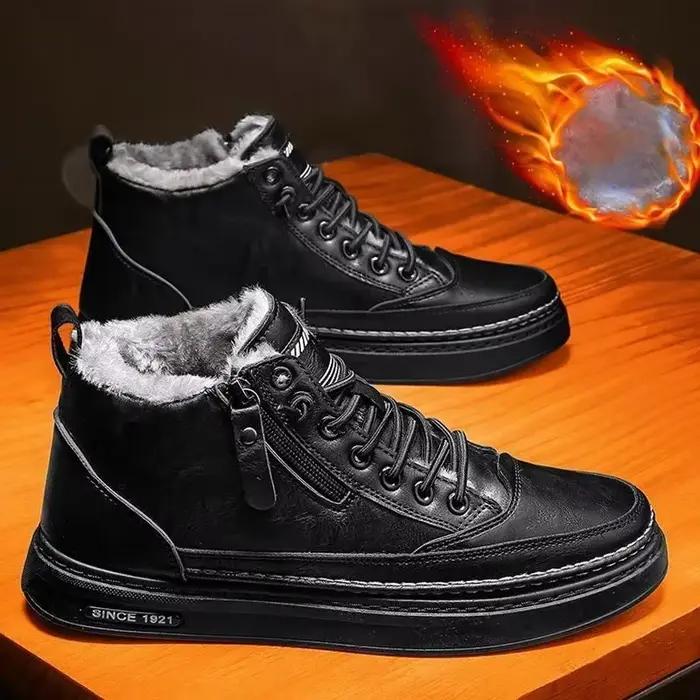 Chaussures chaudes d'hiver en coton pour hommes, nouvelle mode classique rétro en peluche, bottes de