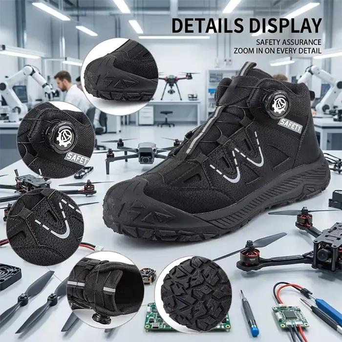 Bottes de sécurité pour hommes, chaussures de travail en cuir imperméables, semelle antidérapante, s