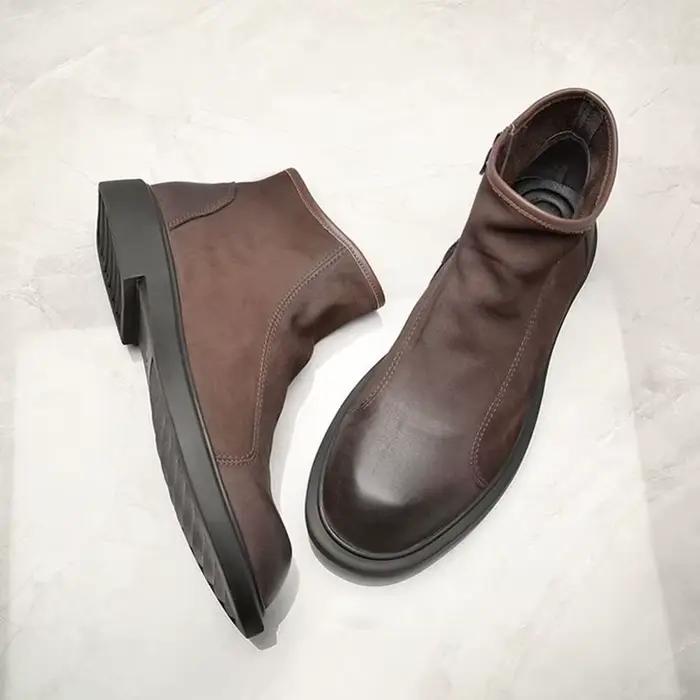Printemps automne chaussures en cuir véritable hommes Chelsea bottes marque de mode hommes bottines