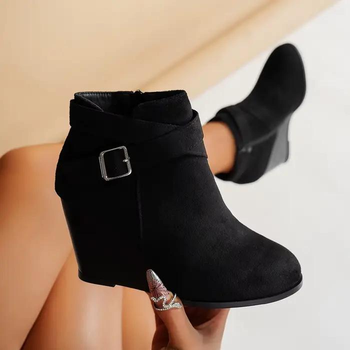 Bottes de travail confortables à talons compensés pour femmes, bottes d'hiver à bout rond, élégantes