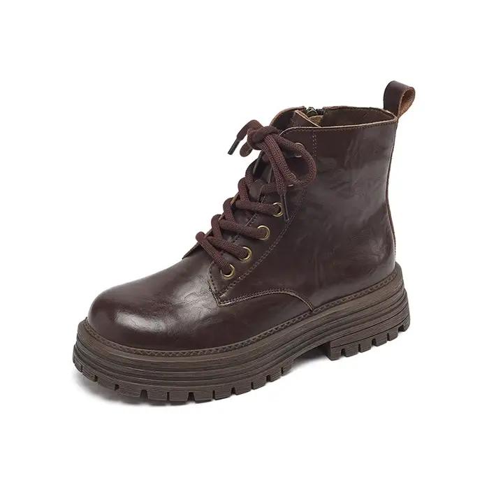 Bottes Femme Tendances 2026 Nouvelles Bottes Locomotive Rétro Plissées en Velours à Talon Épais pour
