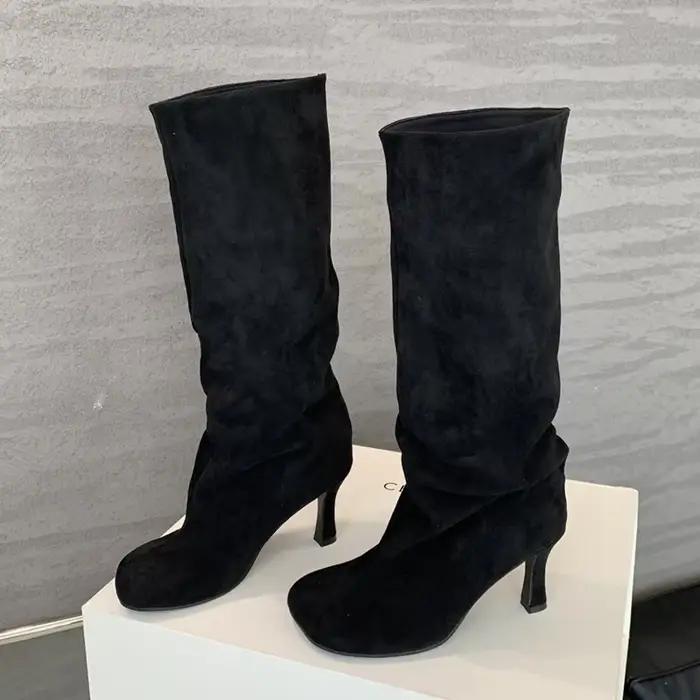 Eilyken concis bout rond femmes bottes hautes Style Punk mince talons hauts chaussures automne hiver