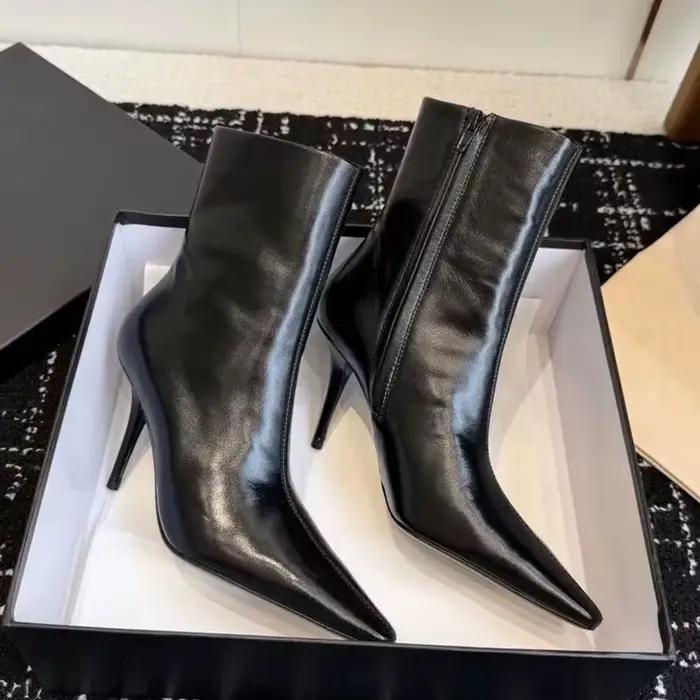 Bottines Chelsea élégantes en cuir verni pour femme, à bout pointu et talons fins, collection automn