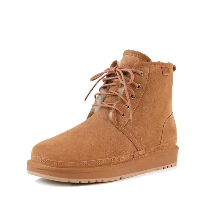 INOE mode bottines de neige pour hommes véritable vache daim peau de mouton fourrure de mouton doubl