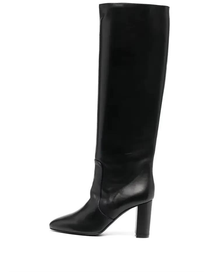 Bottes au genou brillantes en biscuits pour femmes, chaussures à bout pointu, talon optique, haute q