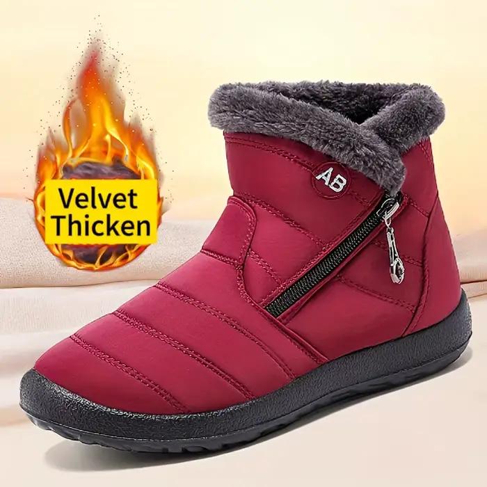 Bottes de neige en fourrure pour femmes, chaussures d'extérieur chaudes et confortables en coton duv