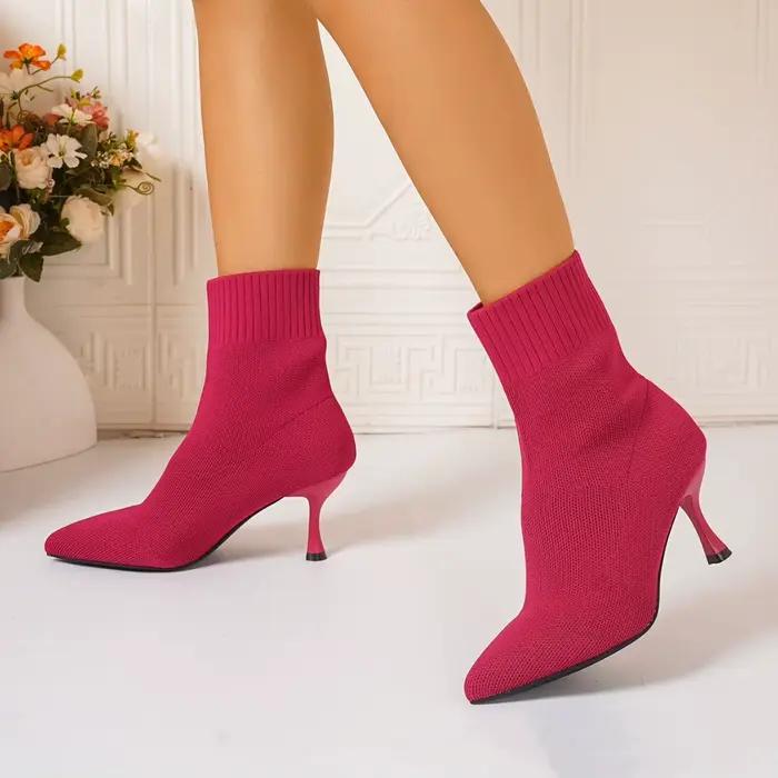 Nouveau printemps automne femmes bottes Style court talons hauts chaussures pour femmes tricoté bott