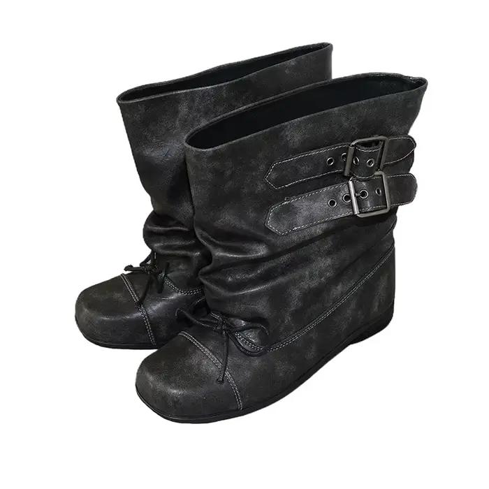 Bottines plates pour femmes, bottes punk de créateur, bottes Chelsea d'hiver pour femme, nouvelle te