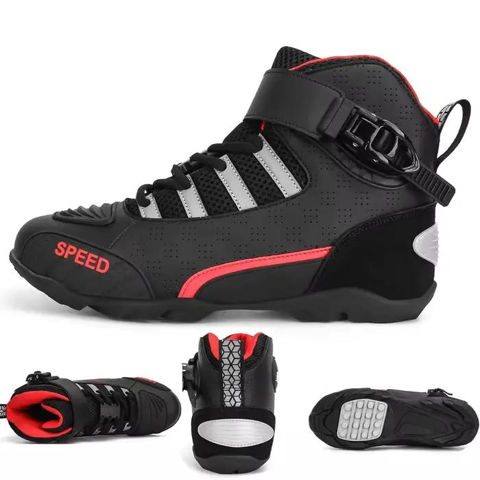 Bottes de moto en cuir respirant pour homme robustes et élégantes pour courses de moto et randonnées longues distances