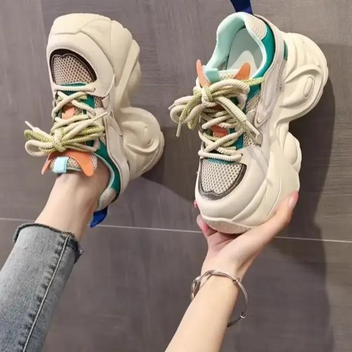 Printemps automne haute sur plate-forme chaussures pour dames esthétique 39 décontracté vulcanisé chaussure coréenne légère marche pas cher chaussures pour femmes vente