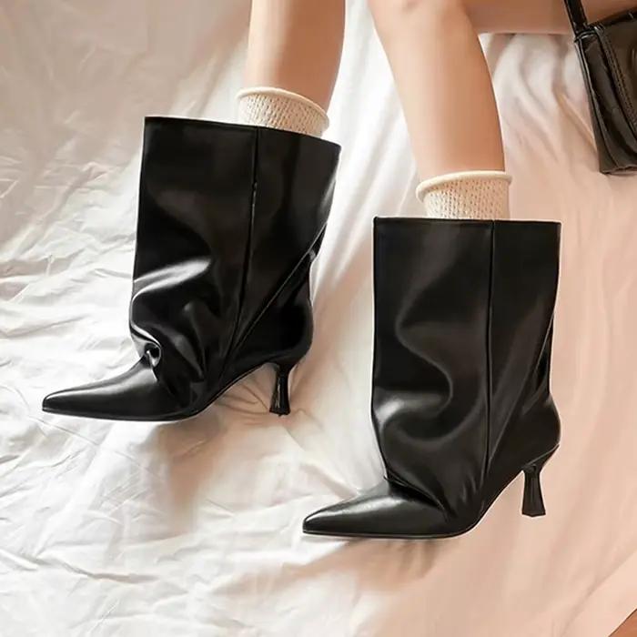 Bout pointu femmes bottines talons hauts chaussures de créateur de mode robe d'hiver pompes de luxe 2025
