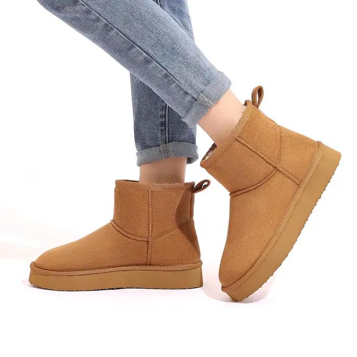 Evshine-Bottes de neige imperméables en daim pour femme