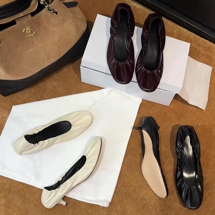 Nouvelles Chaussures Simples Commuter à Talon Chat Rond Français 2026 pour Femmes avec Escarpins Pliables