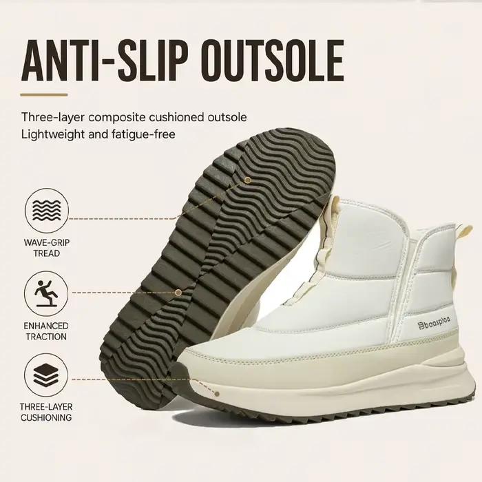 Baasploa – bottines d'hiver pour femmes, confortables, chaudes, en peluche, avec fermeture éclair latérale, résistantes à l'eau, en coton, chaussures décontractées, antidérapantes