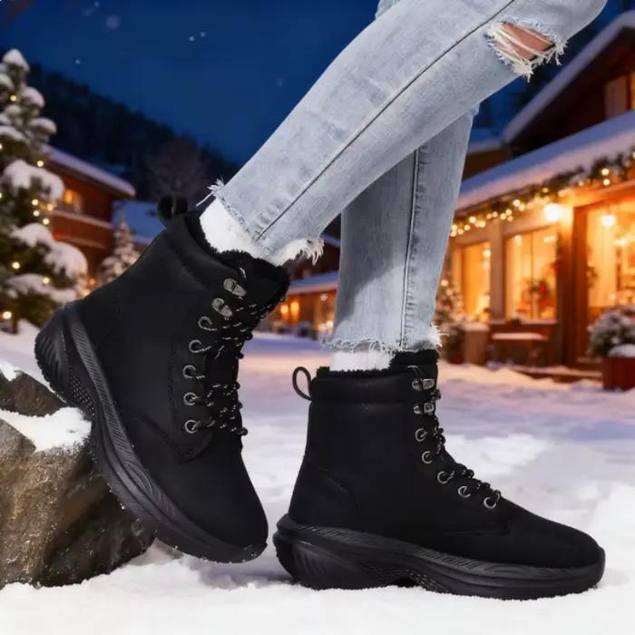 Bottes d'hiver minimalistes en unité centrale avec doublure en flanelle pour femmes, bout pointu, talons moyens, étanches, pour toutes les occasions et le confort tout au long de l'hiver