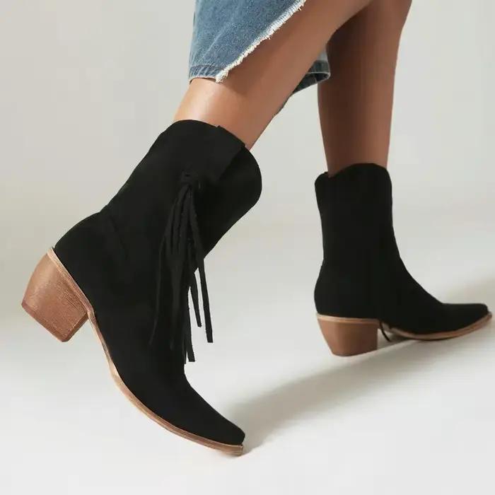 Bottines de Cowboy en fausse fourrure et léopard pour femme