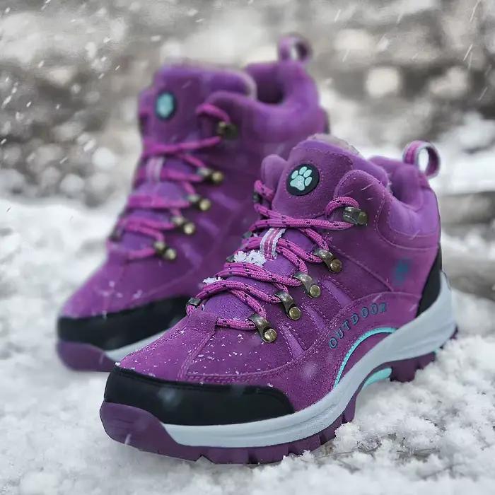 HIKEUP-Bottes de neige en cuir véritable pour hommes et femmes, bottes de rinçage imperméables, caoutchouc respirant, sécurité au travail, hiver