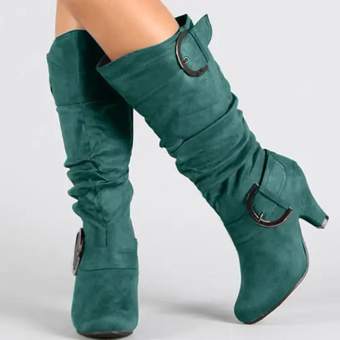 FHC-Bottes Hautes Flock pour Femmes, Chaussures d'Automne et d'Hiver, sulf, Fermeture Éclair Latérale, Parker Rond, Noir, Rouge, Gris, Livraison Directe