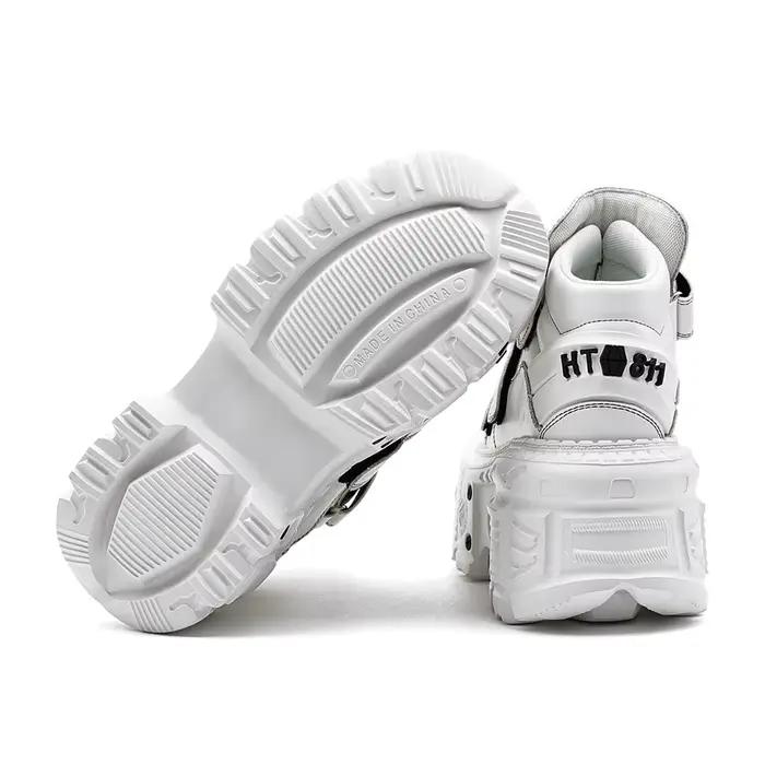 Gothique cheville Rock bottes 2026 nouveau Style Punk femmes chaussures à lacets blanc plate-forme