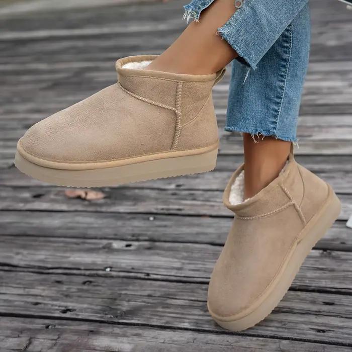 Bottines d'hiver décontractées en peluche pour femmes