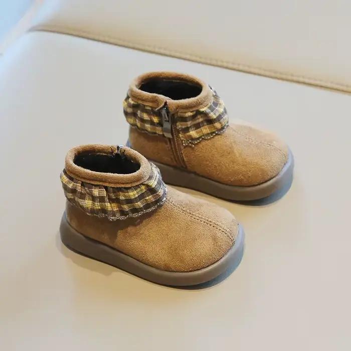 Bottes en cuir doublées chaudes pour filles, bottes d'hiver en peluche douce, antidérapantes, Chic et confortables, pour la maternelle, nouvelle collection 2025