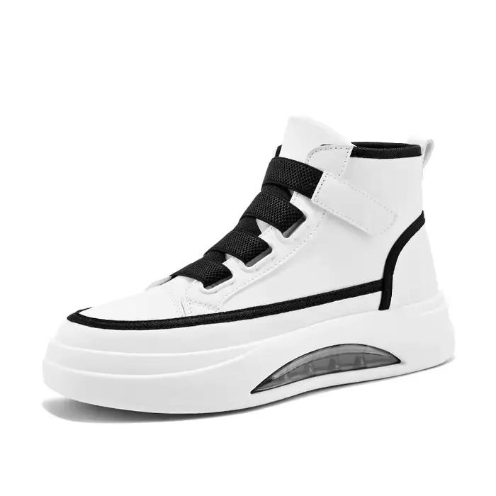Chaussures montantes à fond épais pour hommes, respirantes, rehaussantes, semelle extérieure en caoutchouc décontractée pour jeunes, bout rond, à lacets, résistantes à l'usure, S...