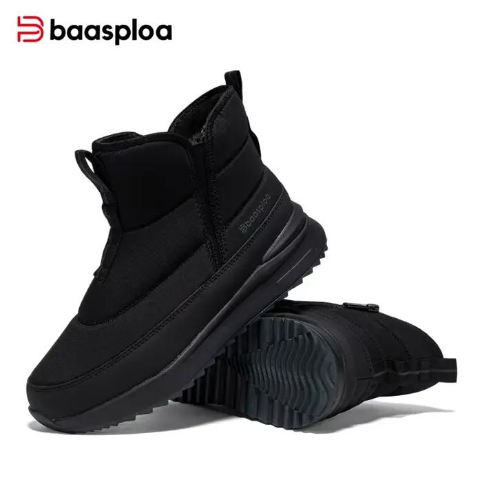Baasploa – bottines d'hiver pour femmes, confortables, chaudes, en peluche, avec fermeture éclair latérale, résistantes à l'eau, en coton, chaussures décontractées, antidérapantes