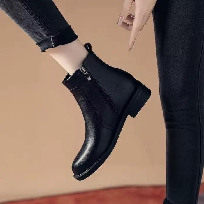 Bottines à talons bas avec fermeture éclair latérale pour femme