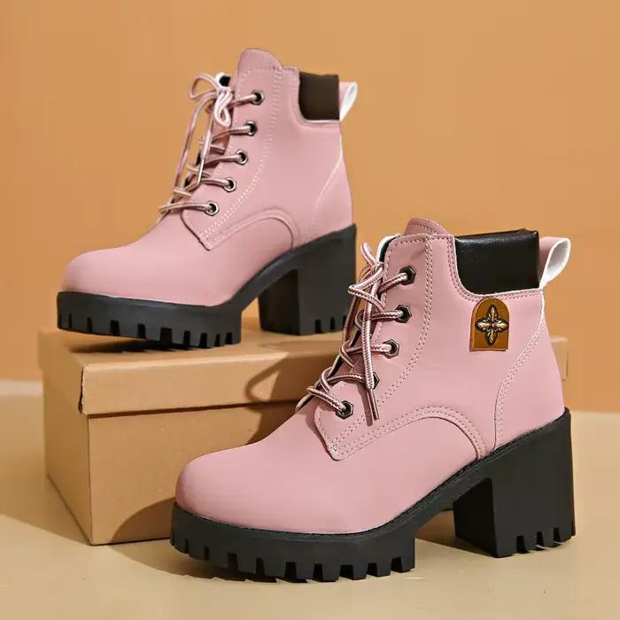 Nouvelle mode plate-forme bottes pour femmes rétro bout rond talon grossier bottines automne chaussures à talons hauts pour les femmes Botas Para Mujer