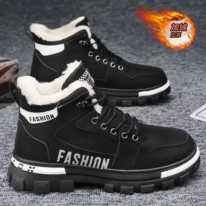 Bottes de neige antidérapantes en peluche pour hommes