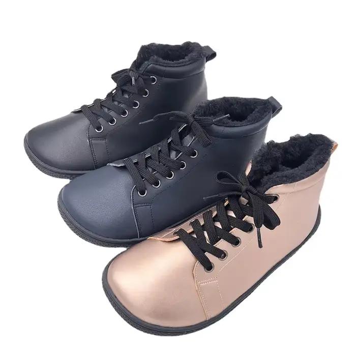 Bottes d'hiver en cuir avec fourrure intérieure pour femmes confortables et élégantes pour occasions décontractées printemps automne
