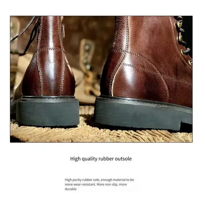 Bottes de combat américaines vintage pour hommes, en cuir véritable respirant, avec semelle plateforme, pour un style décontracté et robuste