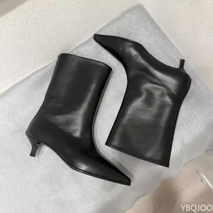 Nouvelles bottes courtes à talon chaton pour femme style coréen et européen-américain mi-montantes printemps automne pointue large confortables polyvalentes à offrir