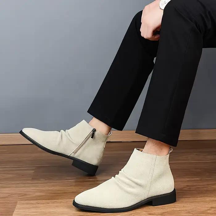 Bottines Chelsea en cuir véritable pour hommes