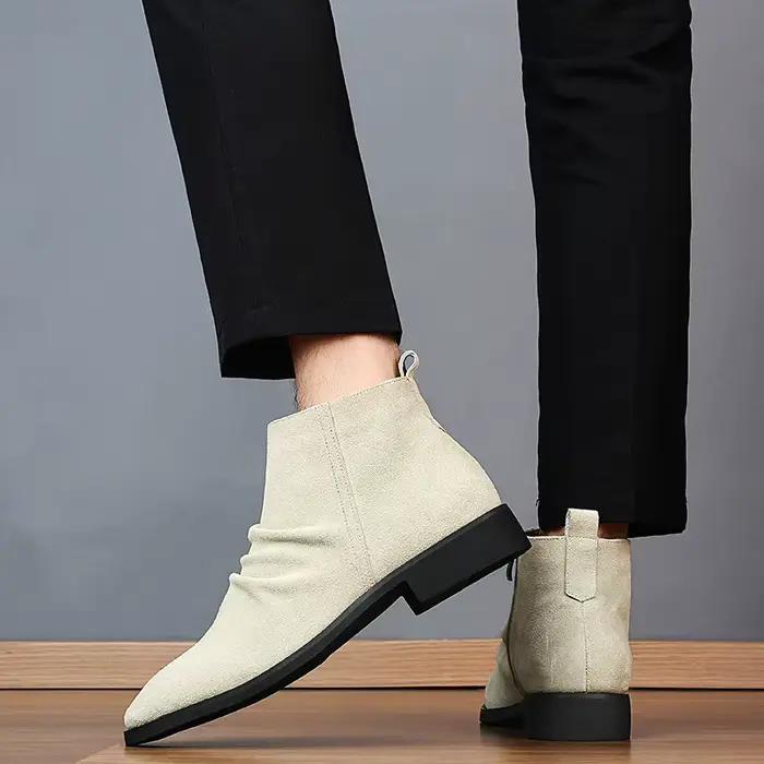 Bottines Chelsea en cuir véritable pour hommes