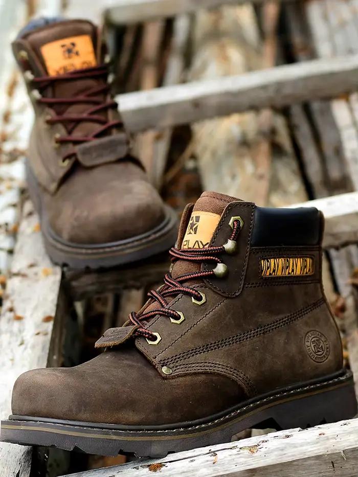 Bottes classiques en cuir véritable pour hommes