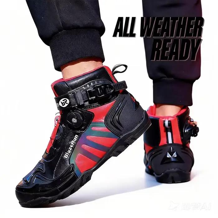 Nouvelles bottes de moto en cuir pour hommes, respirantes, antidérapantes, résistantes à l'usure, bottes de motard, chaussures de course pour moto, longueur cheville