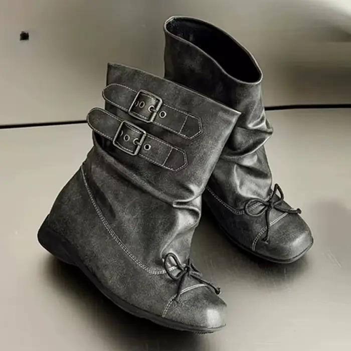 Bottes punk de créateur pour femme, bottines d'hiver, bottes Chelsea pour femme, tendance 2027, bottes de motard style gladiateur à boucle, Botas mujer