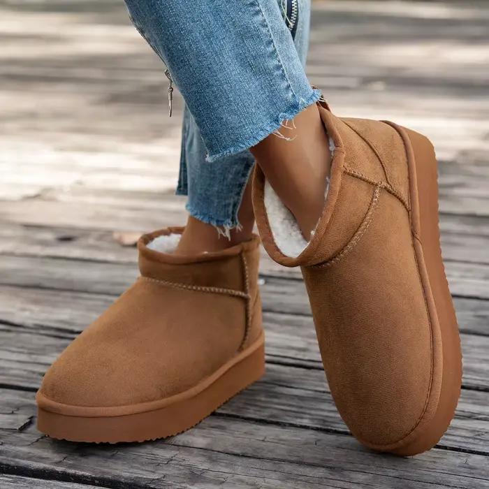 Bottines d'hiver décontractées en peluche pour femmes