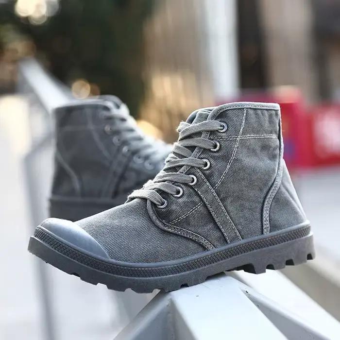 Automne début hiver bottes hommes toile chaussures haut chaussures décontractées mode hommes bottes mâle marque cheville Botas A215