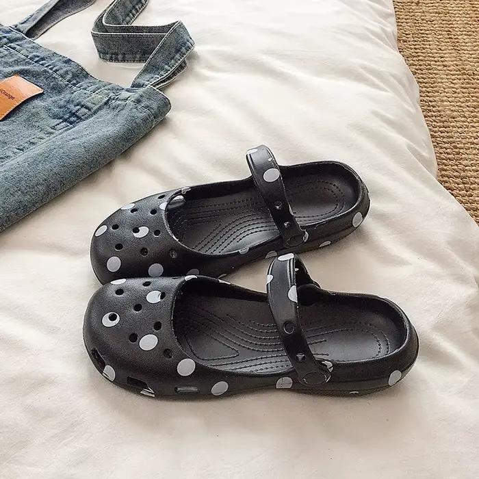 Chaussons Mary Jane à pois pour femme, nouvelle collection été 2026, semelle épaisse antidérapante et respirante, pour la maison