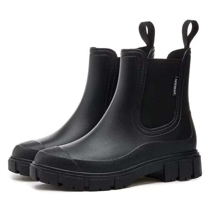 Bottes de pluie Chelsea pour femmes, chaussures d'été imperméables avec semelles épaisses et bande élastique pour femmes, bottes de pluie pour adultes, bottes de pluie pour femmes, bottes de pluie pour femmes d'été