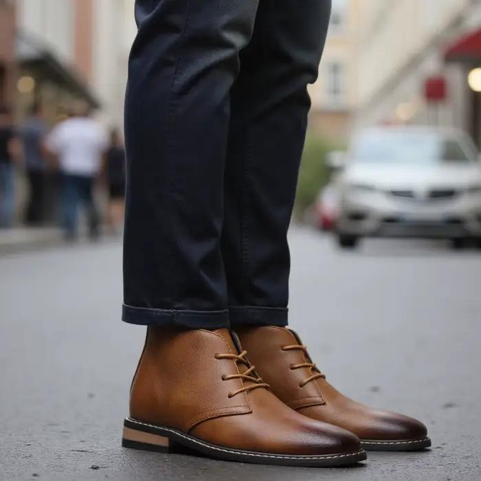 Bottes en cuir 2026 – Nouvelle collection confortable et tendance pour homme – Style décontracté type Desert Boots