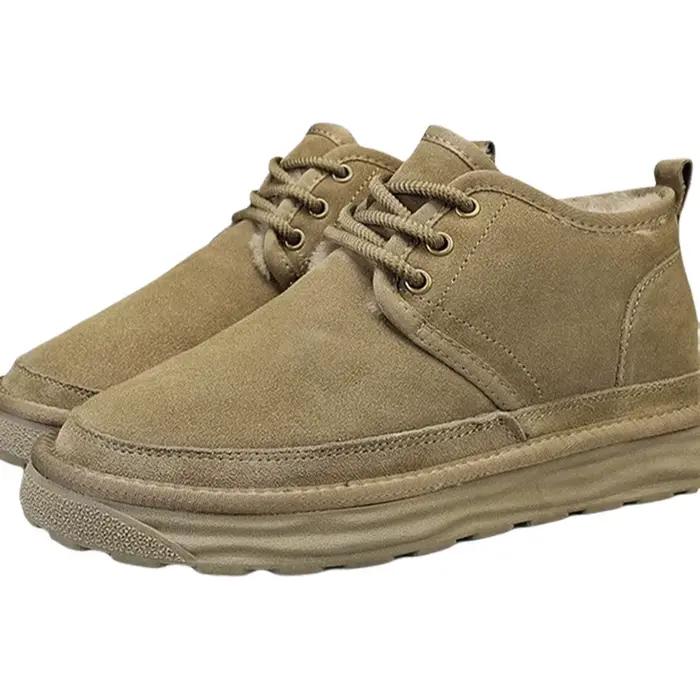 Bottes de neige montantes pour hommes, doublées polaire, chaudes pour l'hiver, antidérapantes, fourrure intégrée, chaussures tendance, semelle extérieure en PVC épaissie et confortable
