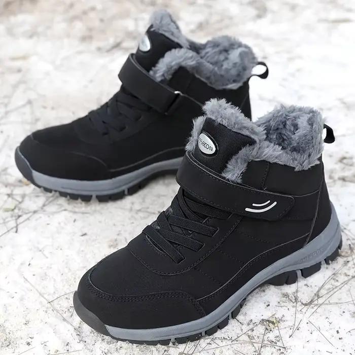 ELUVA bottes de neige pour hommes chaussures d'hiver thermiques imperméables Super chaudes doublées de peluche bottes de randonnée légères antidérapantes pour hommes en plein air