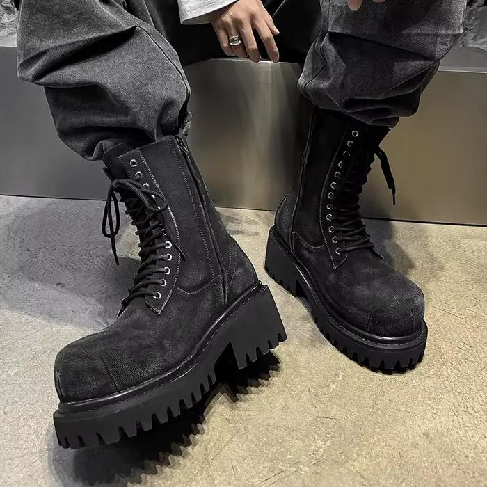 Bottines en cuir de Style de rue britannique de haute qualité pour hommes